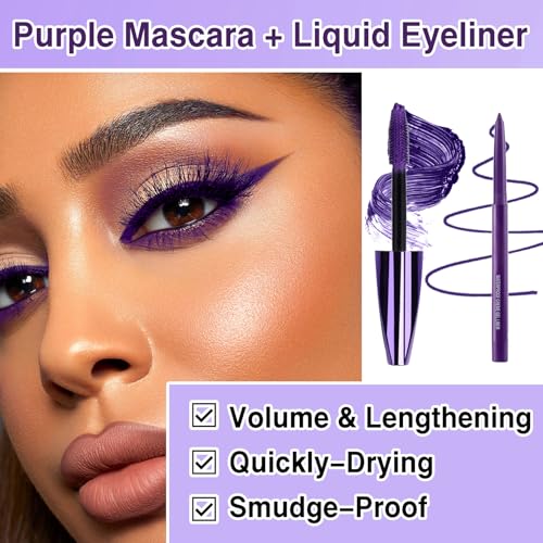 Purple Mascara & Eyeliner Set - 5D Waterproof Long Lasting