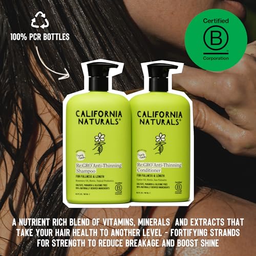 California Naturals Re:GRO Anti-Thinning Shampoo & Conditioner Set - Biotin & Rosemary Oil for Thinning Hair Support, 20 fl oz