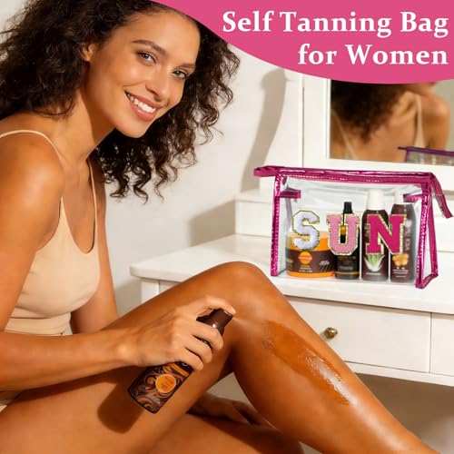 Pink Sunscreen Bag Clear Makeup Toiletry Pouch for Beach & Travel - Waterproof Cosmetic Organizer
