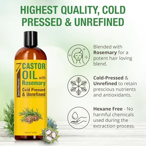 Seven Minerals Cold Pressed Castor Oil with Rosemary 16 fl oz