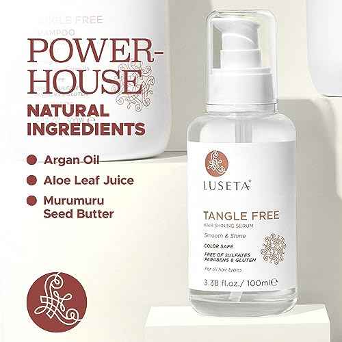 Luseta Tangle Free Routine Hair Serum Oil for Women and Men Detangling with Keratin and Argan Oil, Color Safe for Curly and Wavy Hair, Paraben & Gluten Free 3.38oz