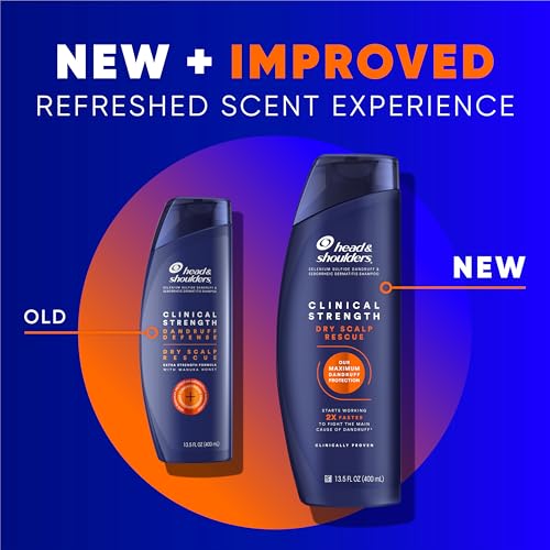 Head & Shoulders Anti-Dandruff Shampoo,Clinical Strength Dry Scalp Rescue,1% Selenium Sulfide,Seborrheic Dermatitis Relief,Dry Scalp,13.5 fl oz + Conditioner,9.1oz,(Pack of 4)