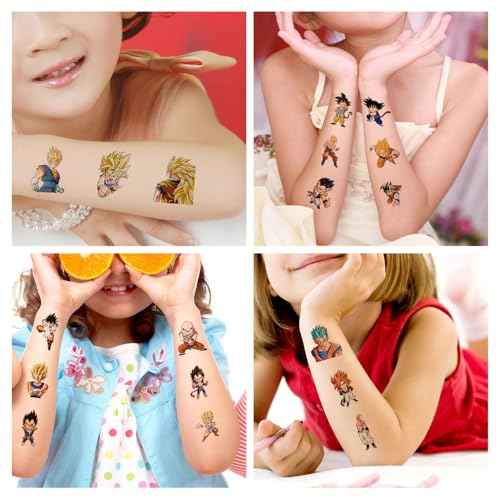 40Sheets Cute Dragon Ball Temporary Tattoos for Kids Birthday Party Favors, Dragon Ball Cartoon Decoration Sticker Gifts for Girl Boys Home Activity Class Prizes Carnival Christmas Rewards