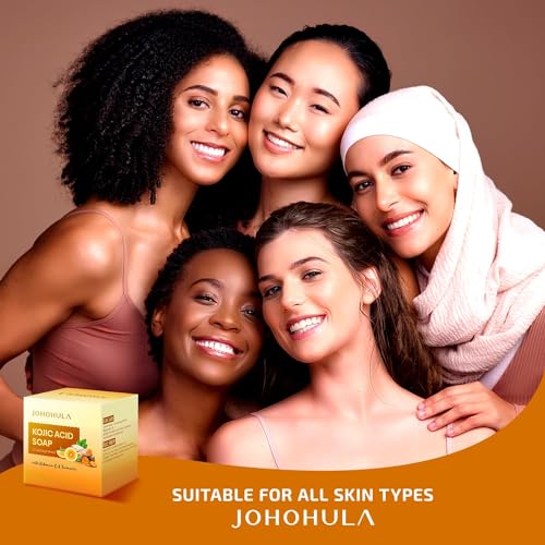 Kojic Acid Dark Spot Remover Soap Bars with Vitamin C, Retinol, Collagen, Turmeric - Smooth for Face and Body, Firm and smooth skin - 3 X 100g Bars