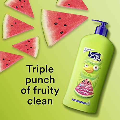 Suave Kids 3-in-1 Shampoo Conditioner Body Wash, Watermelon, 18 oz (2-Pack)