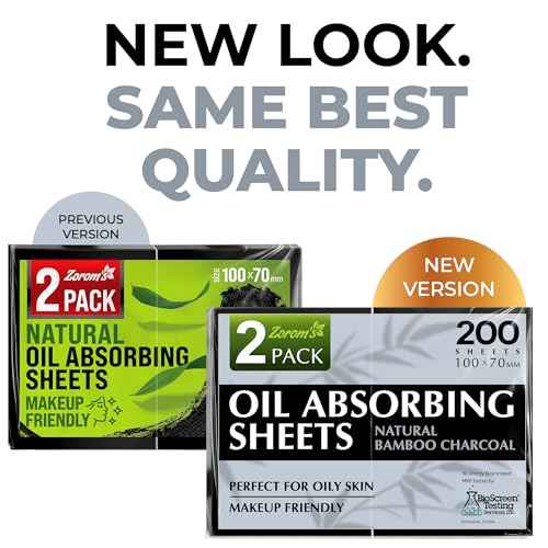 Natural Oil Blotting Sheets for Face with Bamboo Charcoal - 2pk/200 Makeup Friendly Oil Absorbing Sheets for Face - Blotting Papers for Oily Skin - Perfect for Keeping in Purse - Oil Control Film