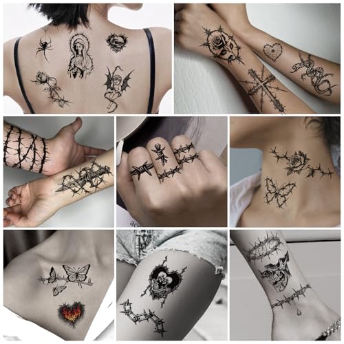 77 Sheets Barbed Wire Temporary Tattoos for Men & Women
