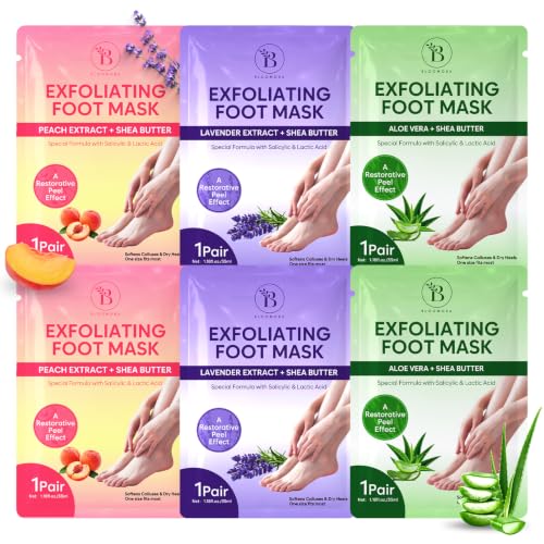 BLOOMORA Exfoliating Foot Peeling Mask (6 Pairs) - Callus & Dead Skin Remover