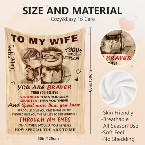 To My Wife Blanket - Romantic Anniversary Gift for Her 50x60
