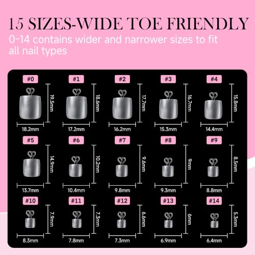 Luckyfairy Square Toe Nail Tips 240pcs 15 Size French Style