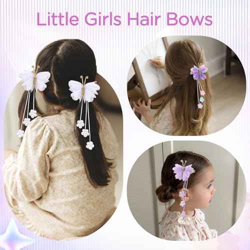 OAOLEER 6PCS Halloween Hair Bows for Girls, Yellow Purple Flower Hair Accessories for Girls Grosgrain Ribbon Bows With Alligator Clips Girl for Kids Teen (Flower Bows-Back to School)