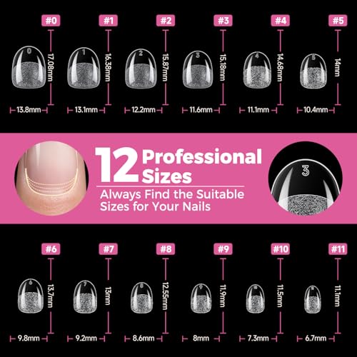UNA GELLA Extra Short Oval Nail Tips 312pcs - Natural Lightweight Gel