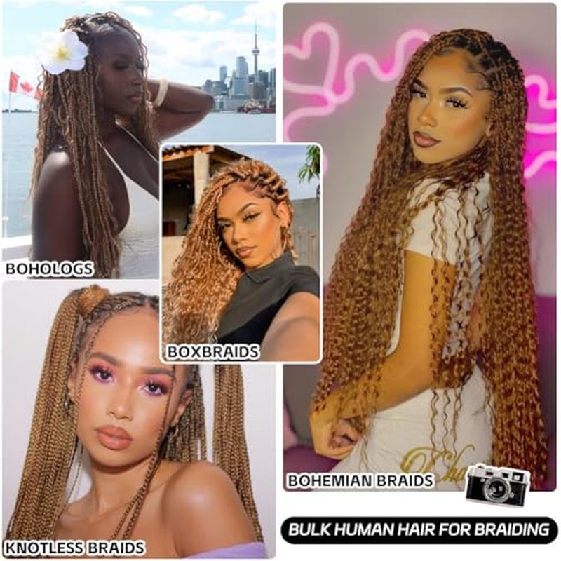 Boho Human Braiding Hair 14" Deep Wave 120g 3 Bundles