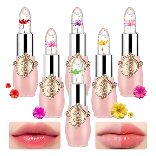 6PCS Color Changing Flower Jelly Lipstick Set - Waterproof