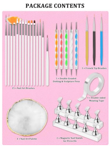YOOVR 27-in-1 Nail Art Tools Kit with Magnetic Stand & Resin Palette