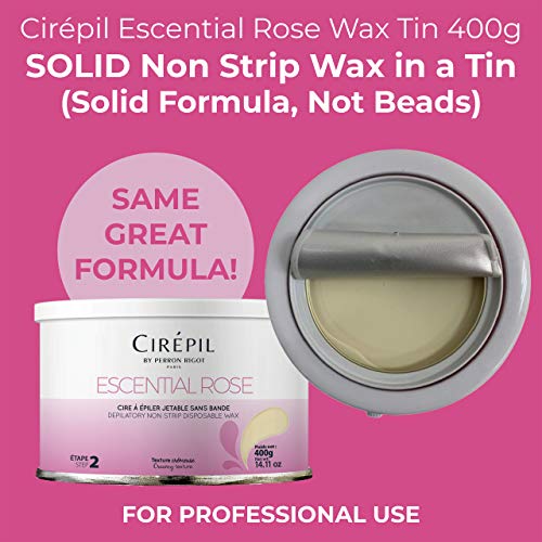 Cirepil - Escential Rose - 400g / 14.11 oz Hard Wax Tin - Creamy Stripless Wax for Sensitive Areas - Effective on Short & Shaved Hair - Professional Body & Bikini Depilatory Refill