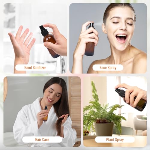 Jaisie.W 24-Pack 4 oz Amber Glass Spray Bottles - Leakproof & Refillable