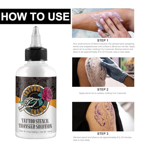 150ml Tattoo Stencil Transfer Gel Solution, Professional Tattoo Stencil Gel, Stencil Magic Cream, Tattoo Application Solution for Transfer Paper Machine Stencils, Clear & Long-Lasting