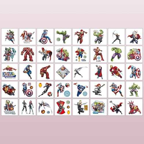 40pcs Avengers Temporary Tattoos for kids, Birthday Themed Party Supplies Decoration Favors Cartoon Sticker for Boys Home Activity Class Prizes Carnival Christmas Rewards