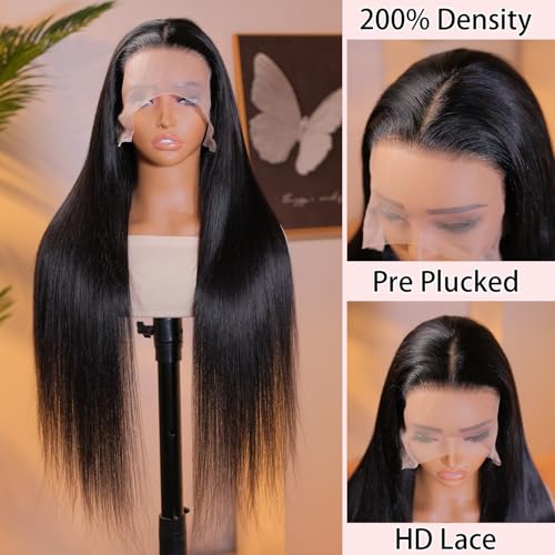 24 Inch Straight Human Hair Lace Front Wig 13x6 200% Density