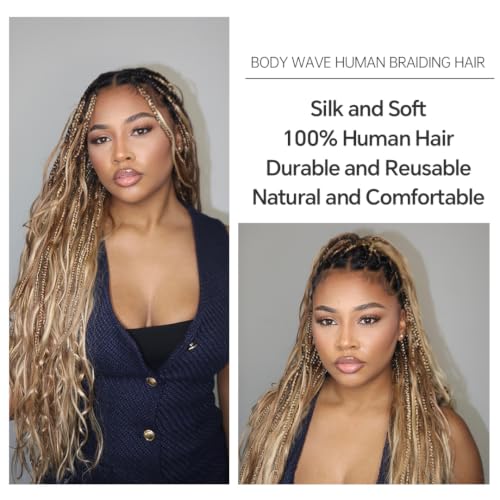 Y WIGS Body Wave Human Hair for Braiding 100g 18 Inch #27/30/613