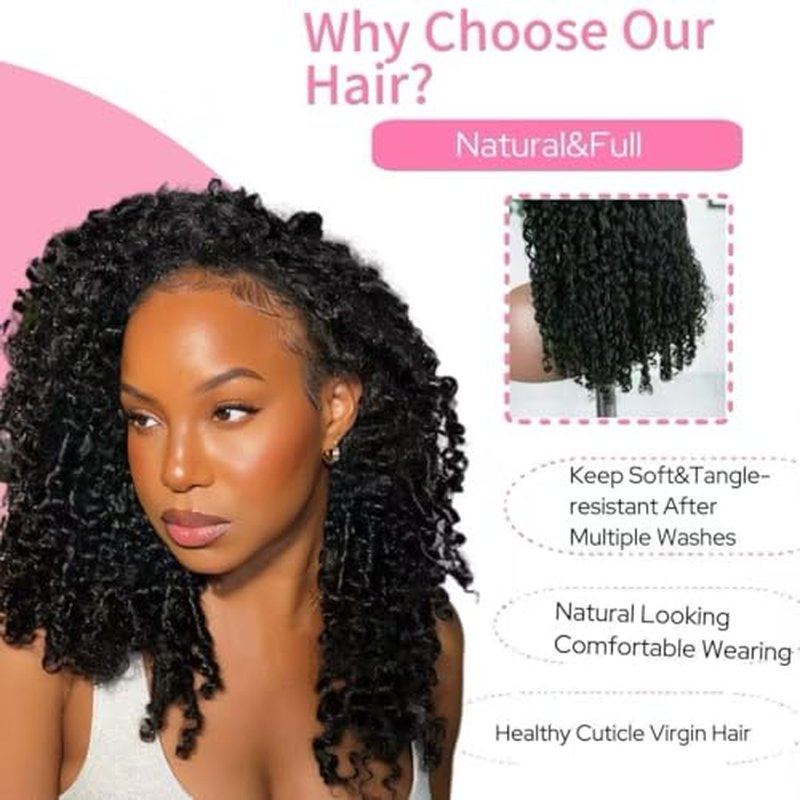 Burmese Curly Half Wig Human Hair 200% Density 16 Inch