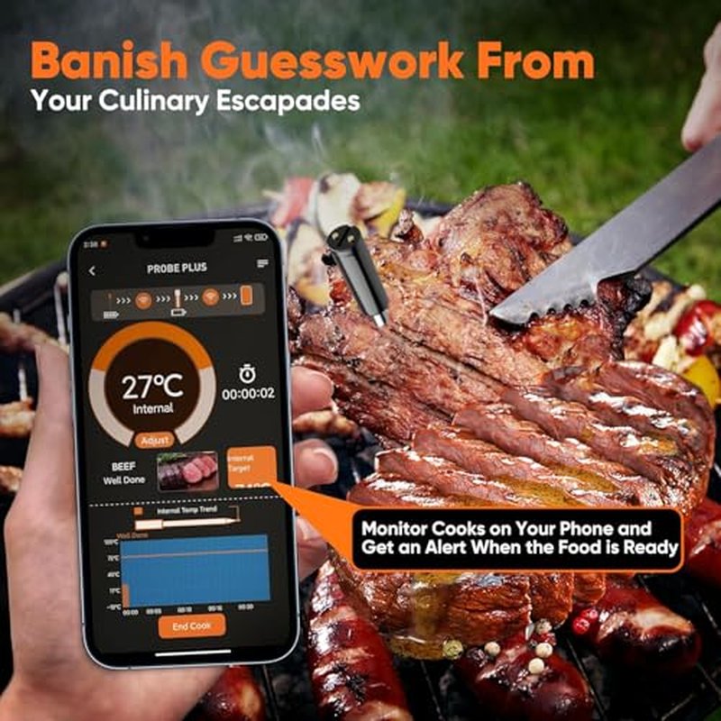 MOGUNDAM Wireless Meat Thermometer with Bluetooth & Ceramic Probe