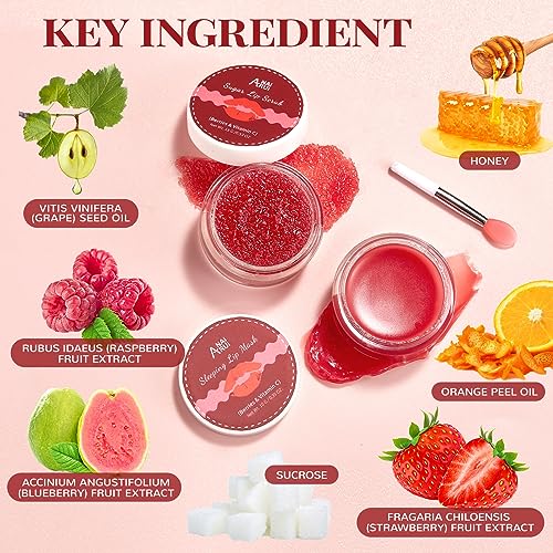 Strawberry Lip Scrub & Mask Set | Vitamin C Overnight Treatment
