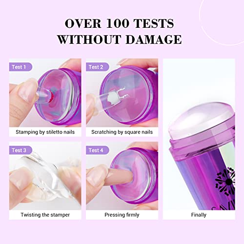 SAVILAND French Tip Nail Stamper Kit 4PCS Silicone Purple Radium Variant