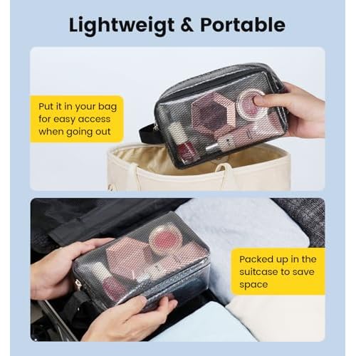 Vorspack Small Travel Toiletry Bag - Translucent Toiletry Bag for Women Hanging Toiletries Bag for Men Water Resistant Travel Bag for Toiletries Accessories - Black