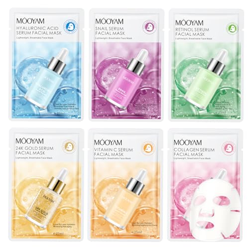 GUOYAOLIFU Face Mask Skincare Facial 6 Sheet Facial Spa Moisturizing Skincare Hydrate, Radiance Boost, Soothe, Revitalize, Nourish, Purify Skin For All Skin Types