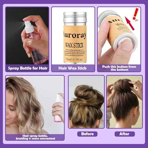 auroray Hair Accessories for Girls, 1698 Pcs Hair Rubber Bands with Elastic Hair Ties Hair Clips Hair Wax Stick Spray Bottle Hair Styling Tools