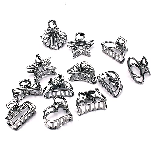 Small Metal Non-Slip Hair Claw Clips and Clamps - Mini Hair Accessories with Grip for Thick Hair