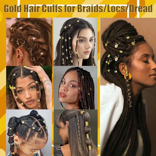 300 Gold Hair Jewelry Cuffs for Braids, Locs & Dreads