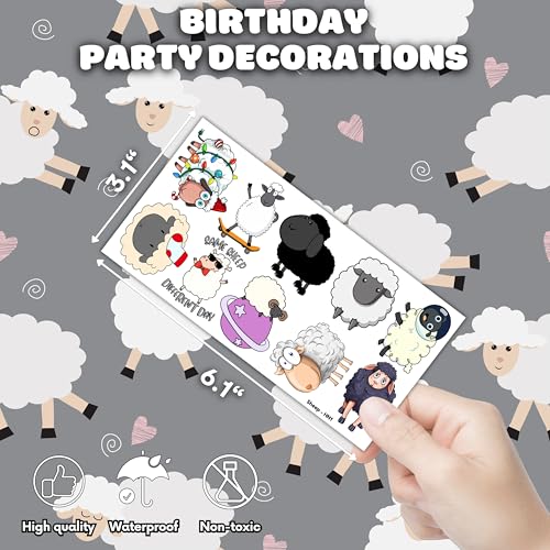100PCS Sheep Lamb Temporary Tattoos Theme Eid Mubarak Birthday Party Decorations Favors Supplies Cute Farm Barnyard Animal Tattoo Stickers Gifts For Kids Boys Girls School Rewards Prizes Carnival