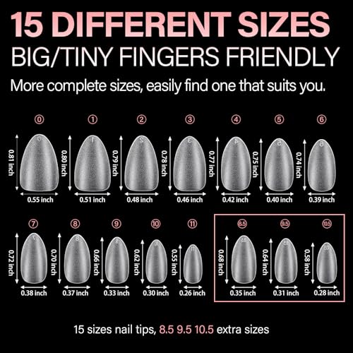 AINLSA 240pcs Short Almond Gel Nail Tips with Box, 15 Sizes, Full Matte Finish - NEW-240pcs-Short Almond