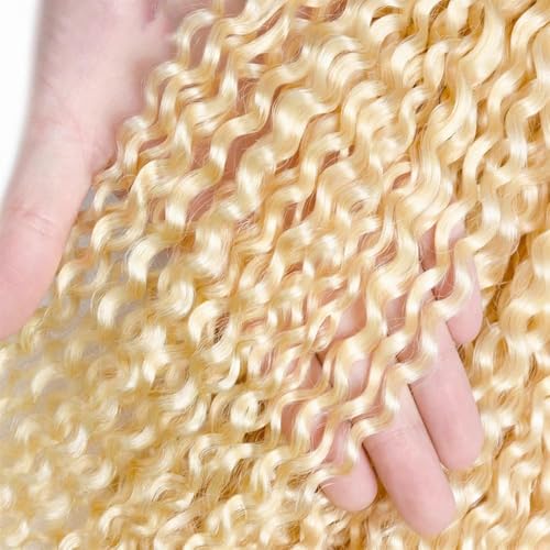 Freiuoke 613 Dark Gold Blonde Kinky Curly Hair Bundles - 3 Pack, 30 Inch Virgin Human Hair