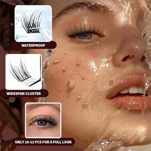 Self Adhesive Eyelashes No Glue Needed 120pcs Natural Self Adhesive Lash Clusters Wispy Reusable Press on Lashes Pre-Glue 10-16mm Individual Lashes C Curl DIY Eyelash Extensions