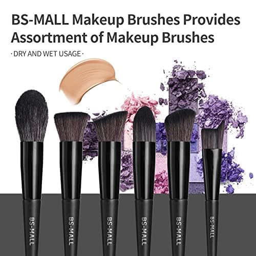 BS-MALL Makeup Brush Set 18 Pcs Premium Synthetic Foundation Powder Concealers Eye shadows Blush Makeup Brushes with black case (C-Black)…