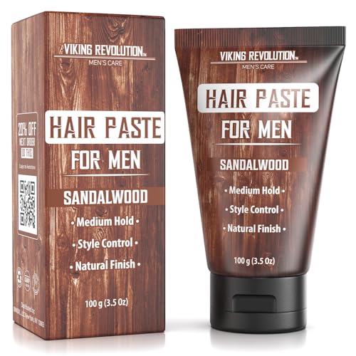 Viking Revolution Sandalwood Hair Paste for Men | Medium Hold