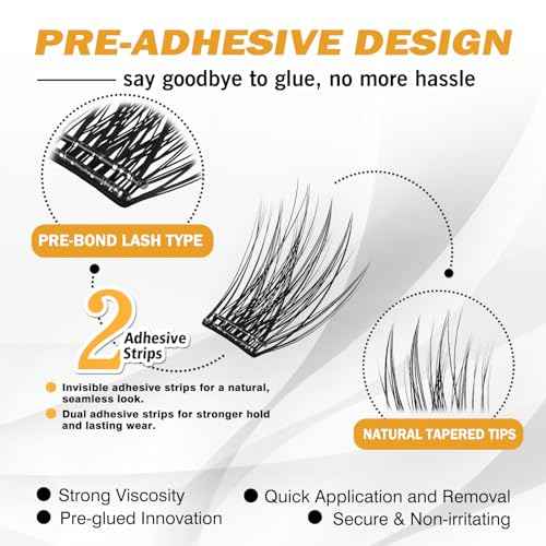 156 PCS Self Adhesive Eyelashes Clusters Kit Lash Clusters DIY Eyelashes Pre Glued No Glue Needed No Remover No residue