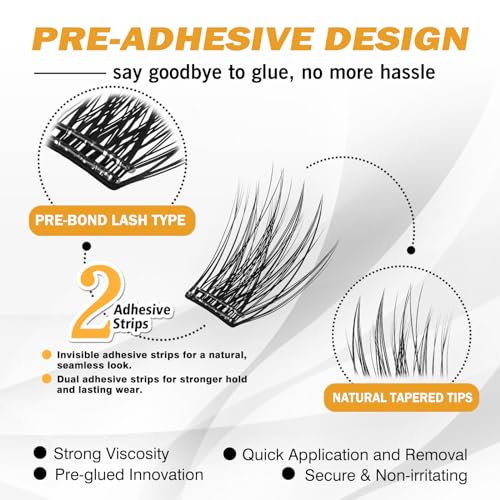 Self-Adhesive Eyelash Clusters Kit - 156 PCS Pre-Glued Lashes