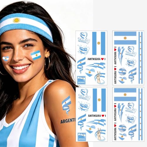 Argentina Flag Temporary Tattoos 40 Pack Waterproof