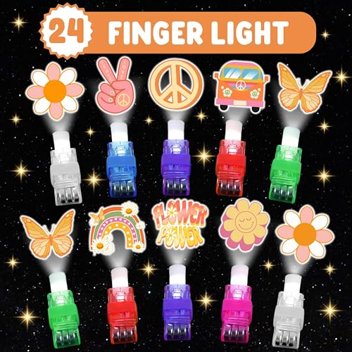 72 PC Groovy Party Favor Set | LED Finger Lights & Glow Tattoos