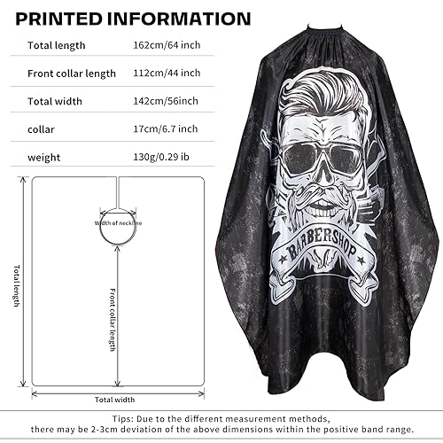 Professional Waterproof Barber Cape with Adjustable Neck for Men & Women - Salon Hair Cutting Cover (Black)