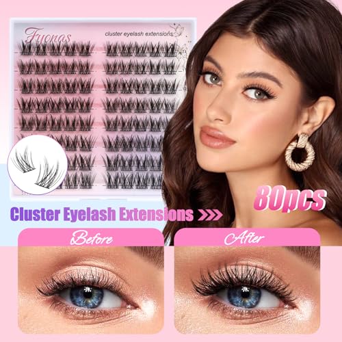 Fyonas Bonny Natural Eyelash Clusters - 80 Pcs, 11-13mm, Natural Look, False Lash Extensions