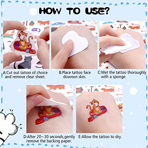 Cute Cat Temporary Tattoos for Kids - 20 Sheets