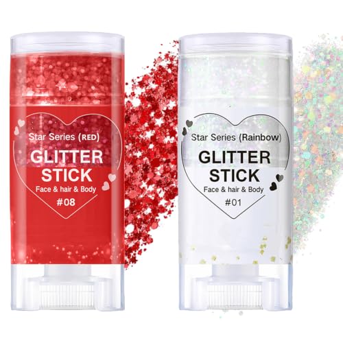 Body Glitter Stick, Waterproof 24-Hour Wear for Face & Hair