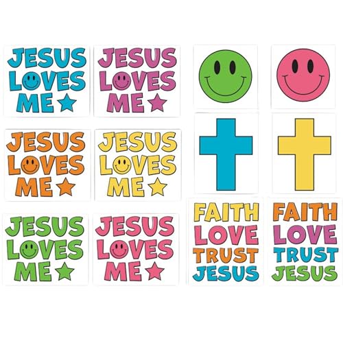 Jesus Loves Me Temporary Tattoo Set - 24 Faith-Inspired Designs