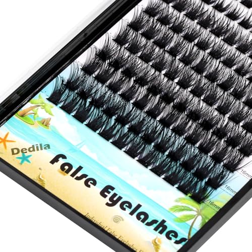 Large Pack 8-20mm to Choose D Curl Cluster Eyelash Extensions D Curl Wide Stem Individual False Eyelashes Dramatic Volume Eye Lashes Set Home DIY Lashes (Mixed 10-12-14-16mm Kit)